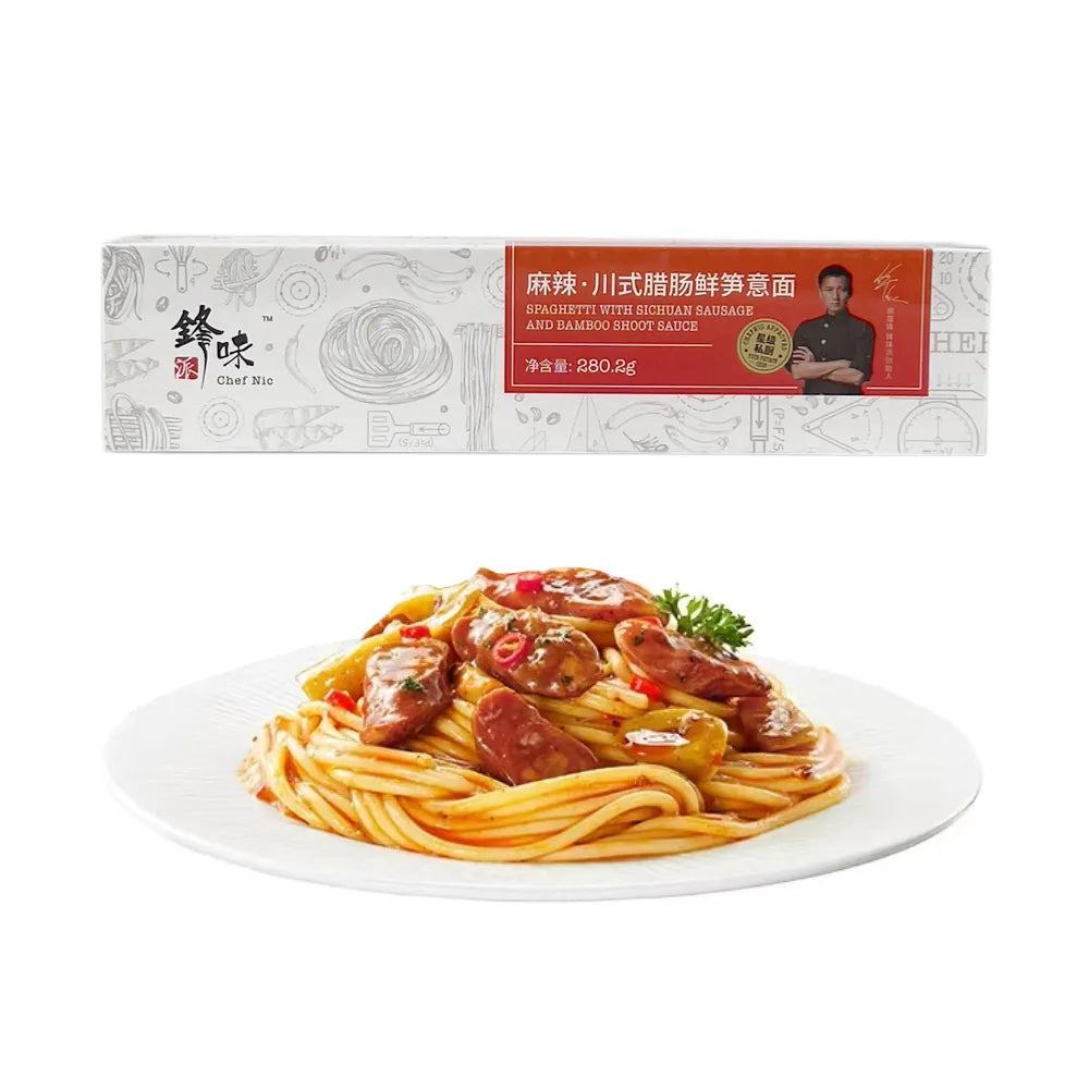 CHEF NIC SPAGHETTI WITH SICHUAN SAUSAGE AND BAMBOO SHOOT SAUCE