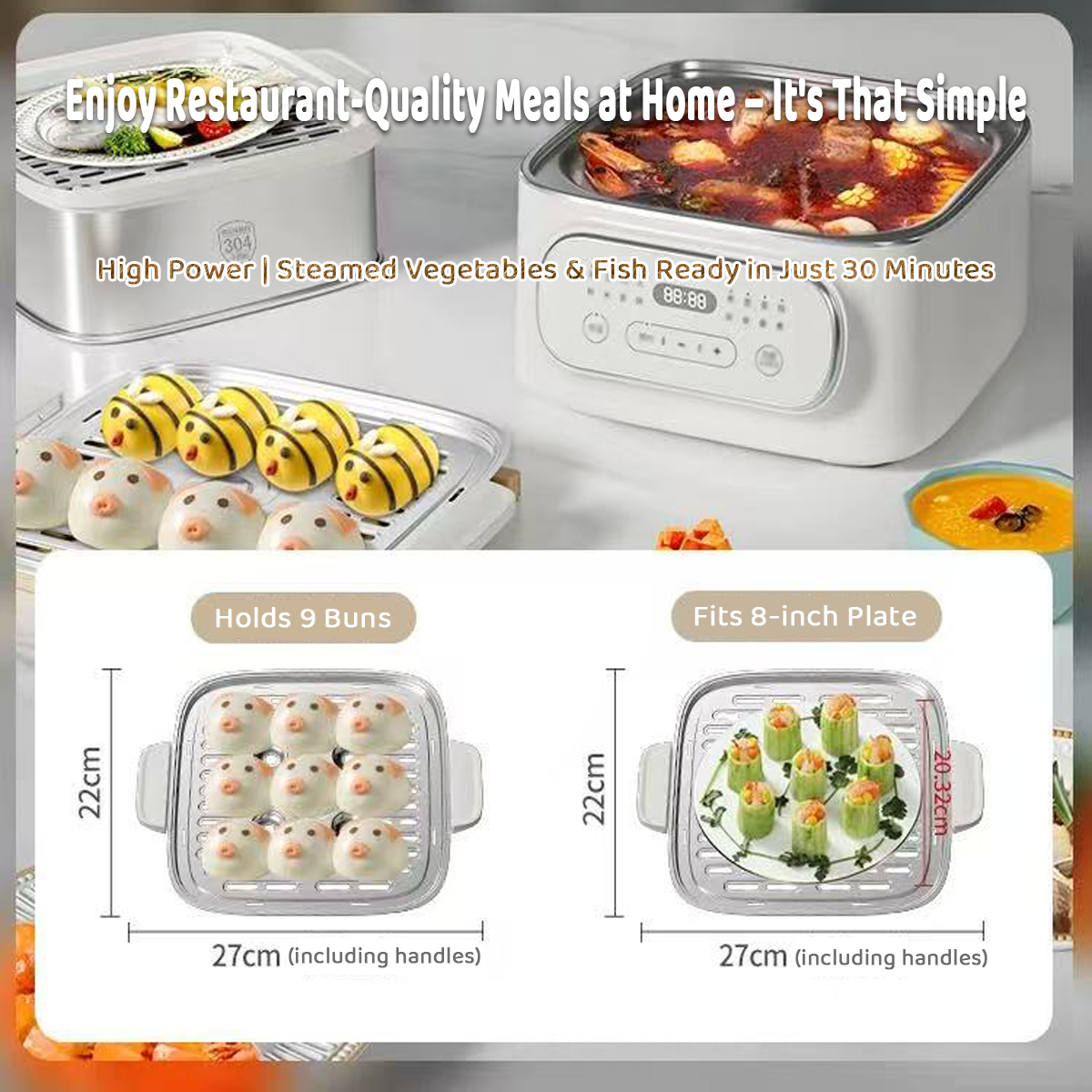 HOPER LAYER MULTIFUNCTIONAL THREE-LAYER STAINLESS STEEL STEAMER