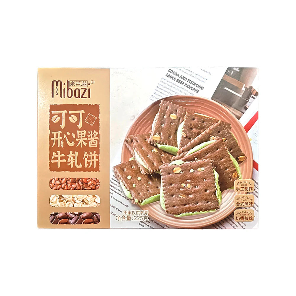 MIBAZI COCOA & PISTACHIO NOUGAT SANDWICH CRACKERS 225 G