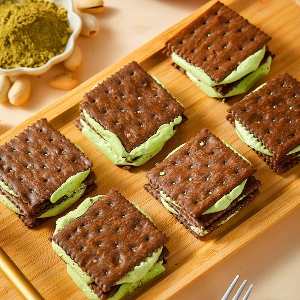 MIBAZI COCOA & PISTACHIO NOUGAT SANDWICH CRACKERS 225 G