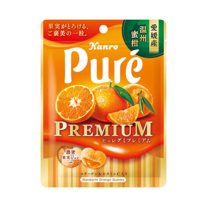 KANRO PURE PREMIUM FRUIT GUMMY MANDARIN ORANGE 54 G