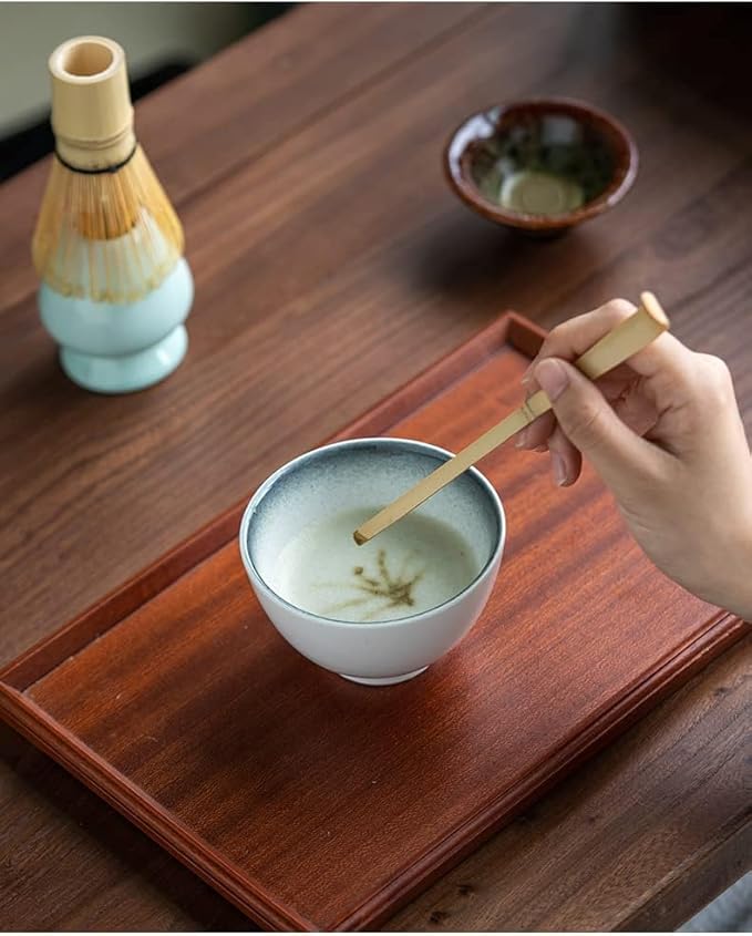 TRADITIONAL JAPANESE BAMBOO MATCHA WHISK & CERAMIC HOLDER SET