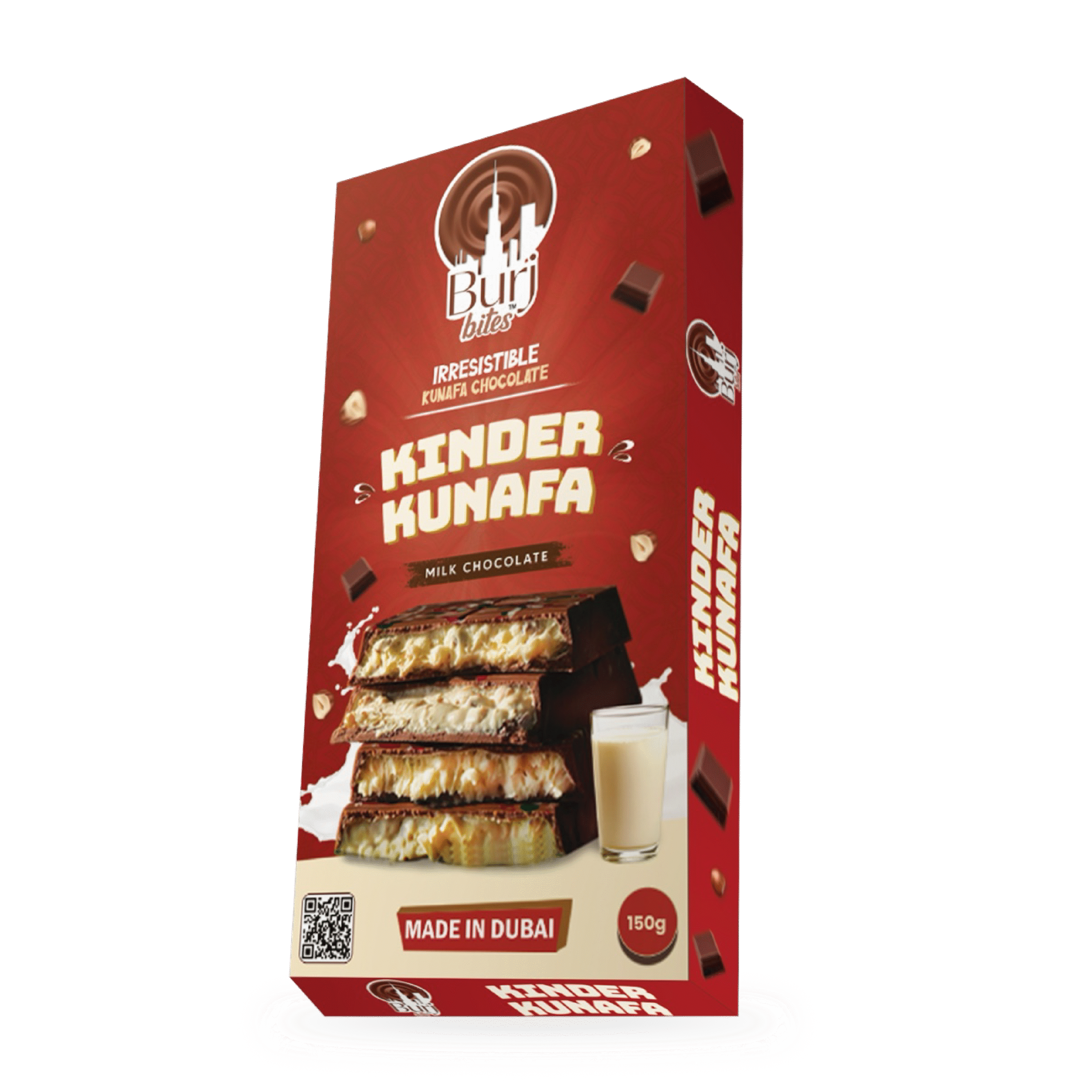 BURJ BITES DUBAI CHOCOLATE - KINDER KUNAFA MILK CHOCOLATE 150 G