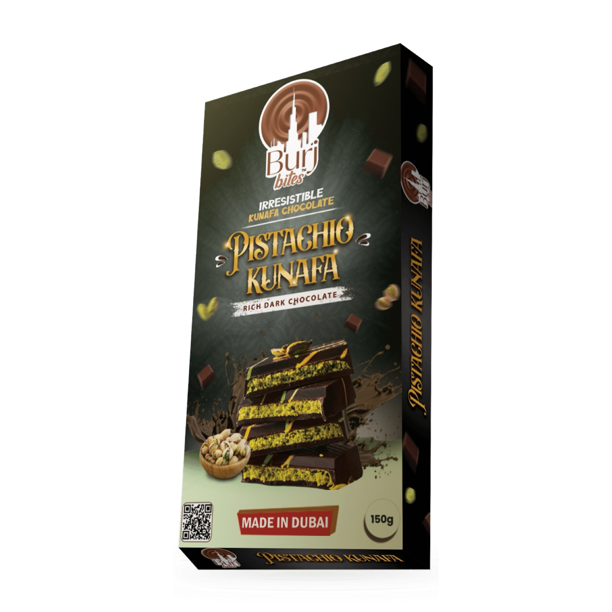 BURJ BITES DUBAI CHOCOLATE - PISTACHIO KUNAFA DARK CHOCOLATE 150 G