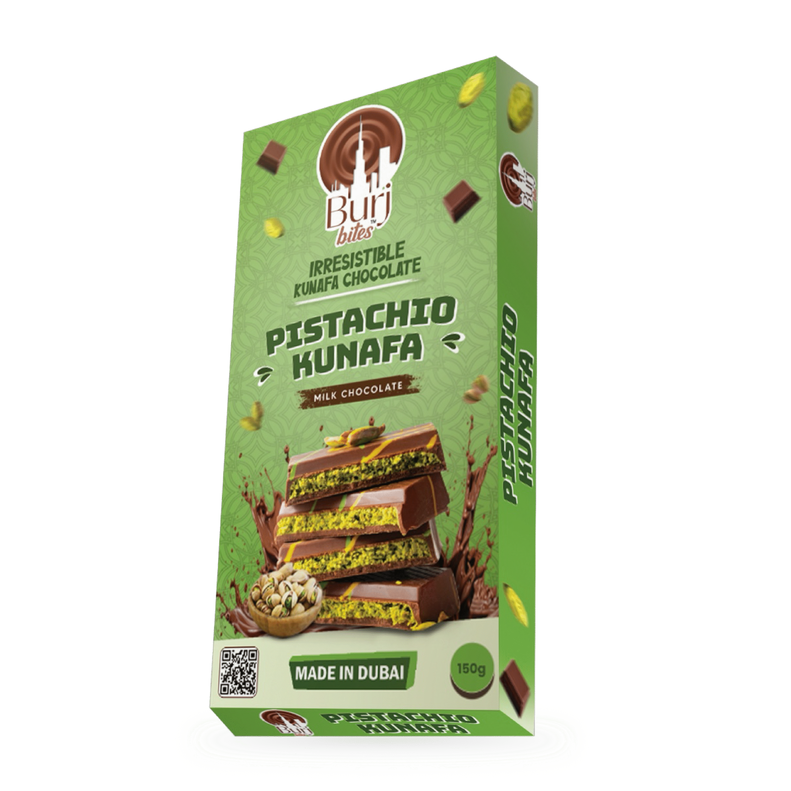 BURJ BITES DUBAI CHOCOLATE - PISTACHIO KUNAFA MILK CHOCOLATE 150 G