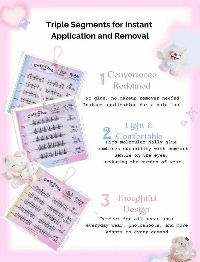 I AM SUPER BEAUTY GLUE-FREE FALSE LASHES - FLORTTE #01