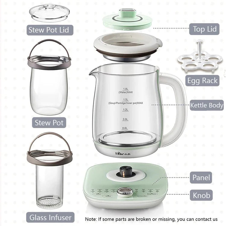 BEAR ELECTRIC GLASS KETTLE (YSH-C18S2)