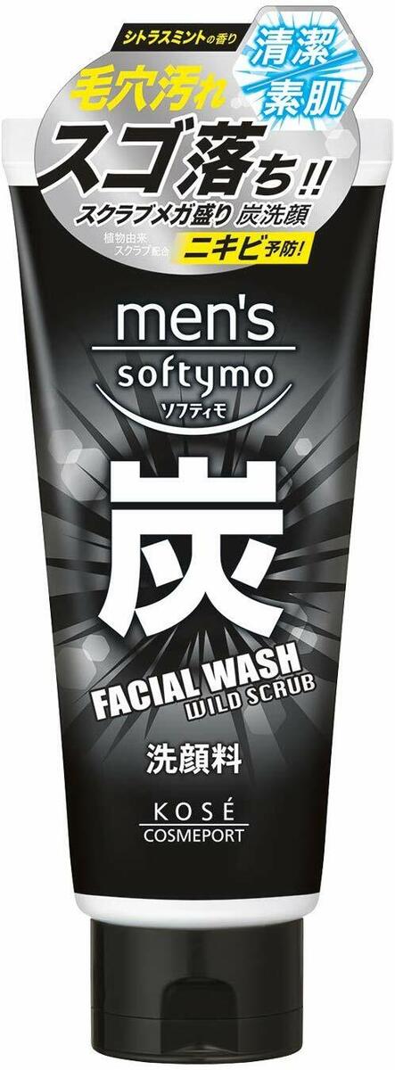 KOSE MEN'S CHARCOAL FACIAL WASH WILD SCRUB 130 G