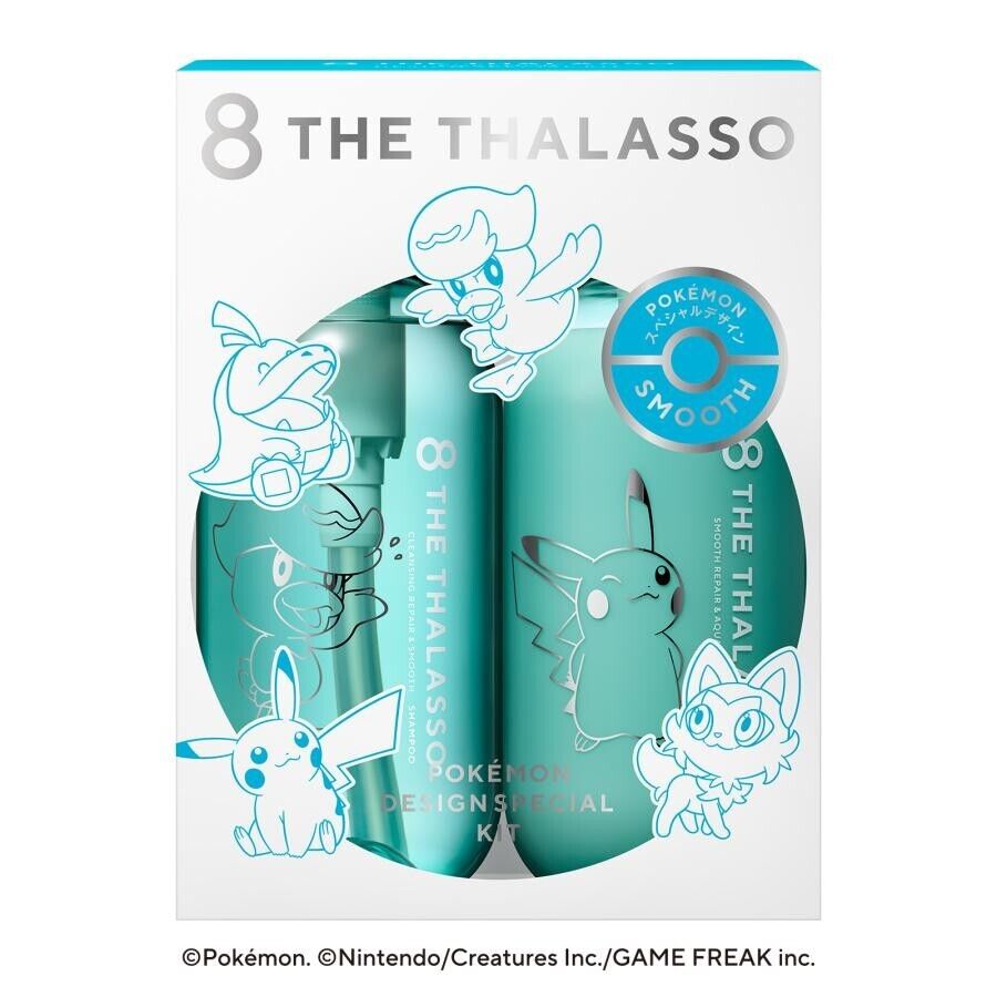 8 THE THALASSO Smooth Shampoo & Treatment Pokemon Design Special Kit 475ml JAPAN