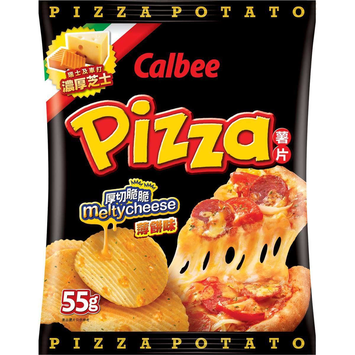 CALBEE POTATO CHIPS MELTED CHEESE WITH PIZZA FLAVOUR 55 G - Premium Co  Groceries 