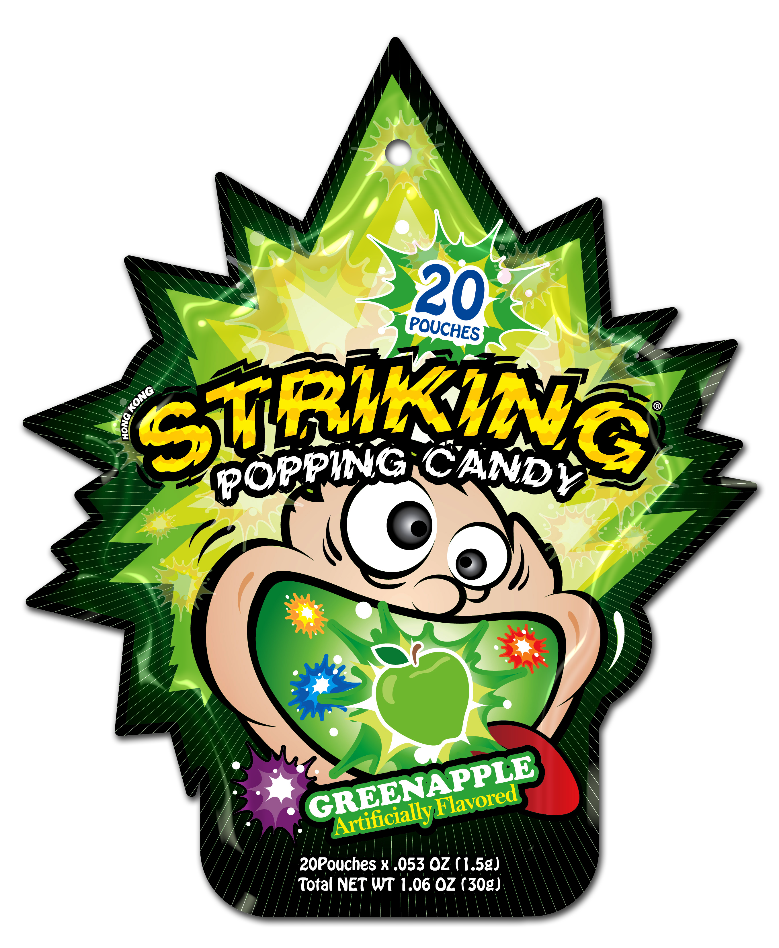 STRIKING POPPING CANDY GREENAPPLE FLAVOUR 1.5G*20 PUNCHES - Premium Co  Groceries 