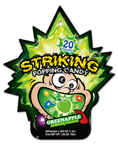 STRIKING POPPING CANDY GREENAPPLE FLAVOUR 1.5G*20 PUNCHES - Premium Co  Groceries 