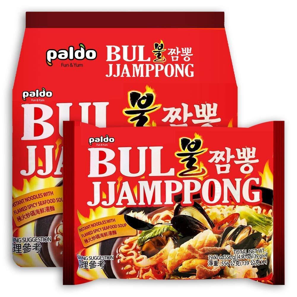 PALDO BUL JJAMPPONG NOODLE WITH FLAMED SPICY SEAFOOD SOUP 4 * 139 G - Premium Co  Groceries 
