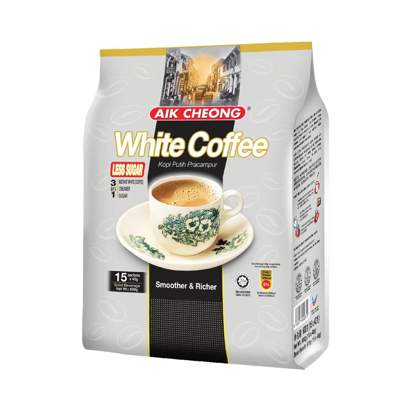 AIK CHEONG WHITE COFFEE INSTANT 3 IN 1 (LESS SUGAR) 600 G - Premium Co  Groceries 