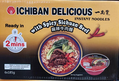 ICHIBAN DELICIOUS INSTANT NOODLE WITH SPICY SICHUAN BEEF BOX SALE 6*200 G - Premium Co  Groceries 