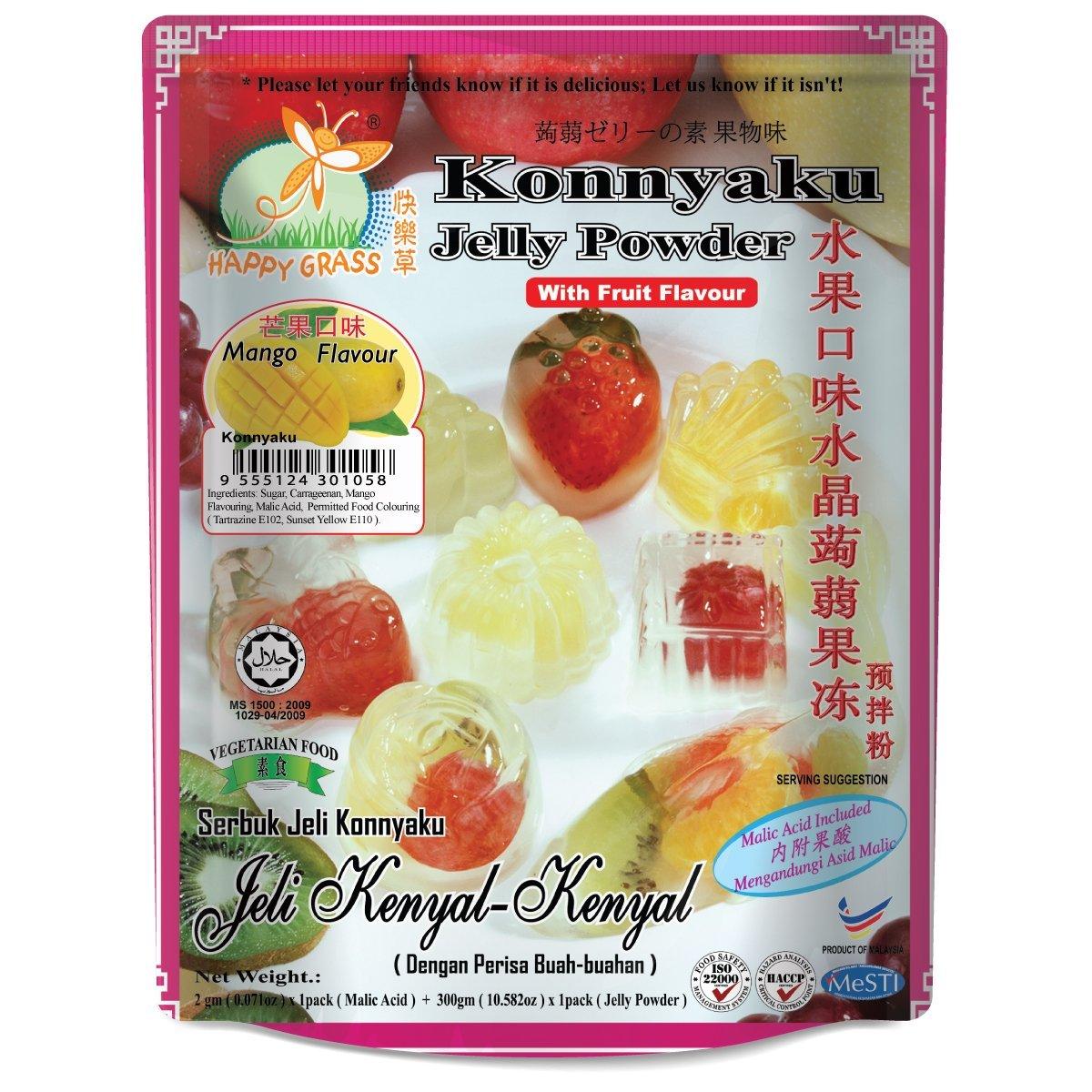 HAPPY GRASS KONNYYAKU JELLY POWDER MANGO FLAVOR 300 G - Premium Co  Groceries 