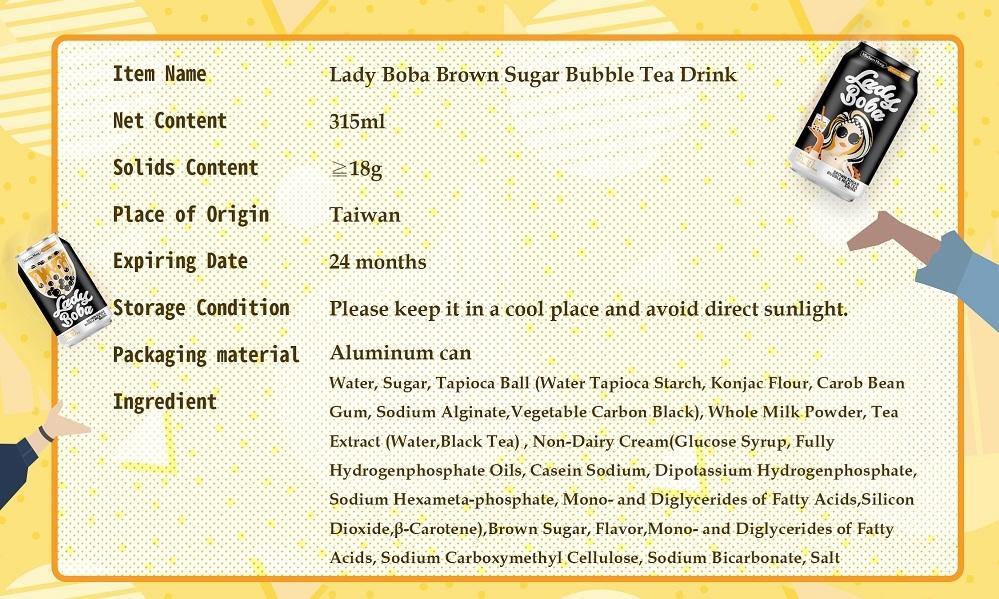 MADAM HONG LADY BOBA BROWN SUGAR BUBBLE MILK TEA 315 G - Premium Co  Groceries 