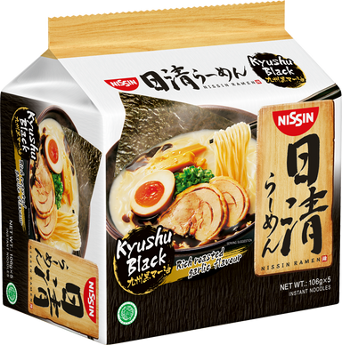 NISSIN JAPANESE RAMEN KYUSHU BLACK 126 G * 5 - Premium Co.  Groceries 