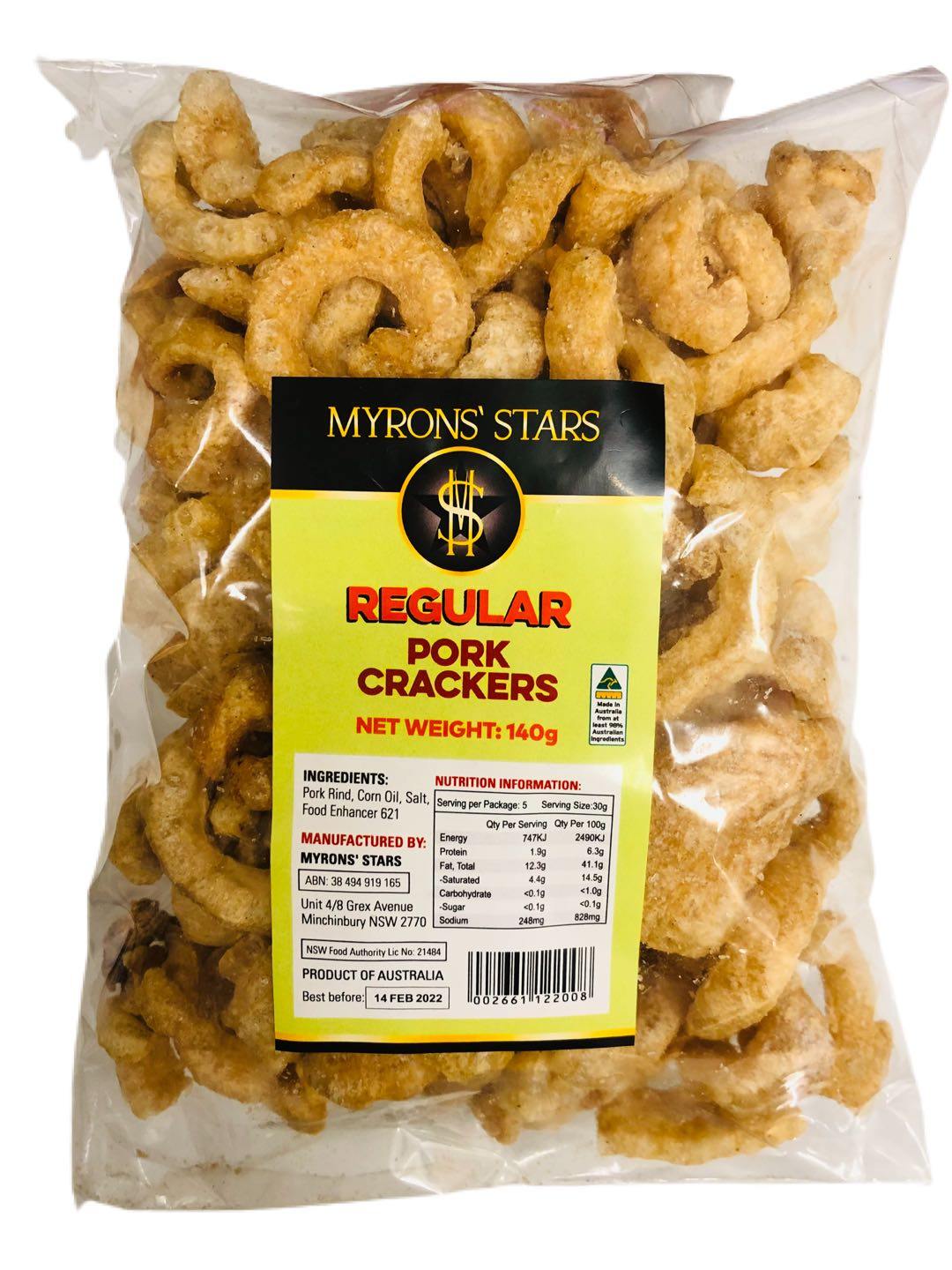 MYRONS' STARS REGULAR PORK CRACKERS 140 G - Premium Co  Groceries 