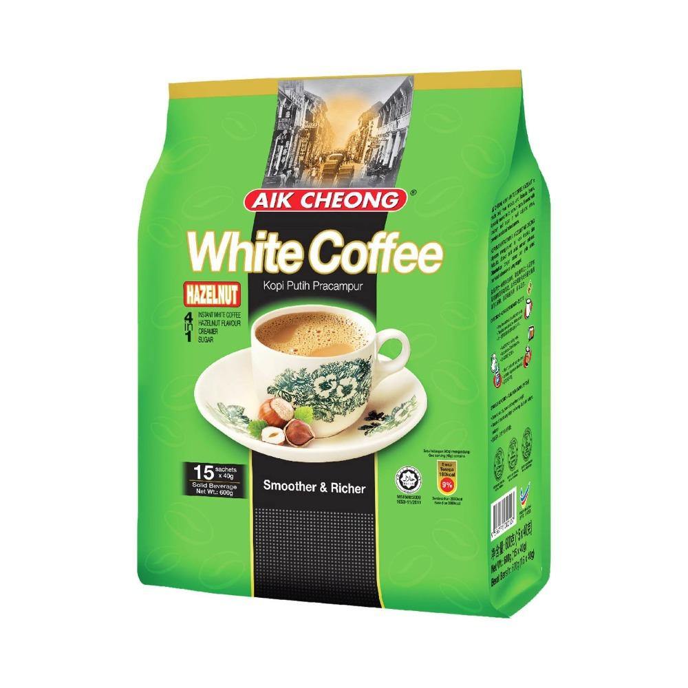 AIK CHEONG WHITE COFFEE INSTANT 4 IN 1 HAZELNUT FLAVOUR 600 G - Premium Co  Groceries 