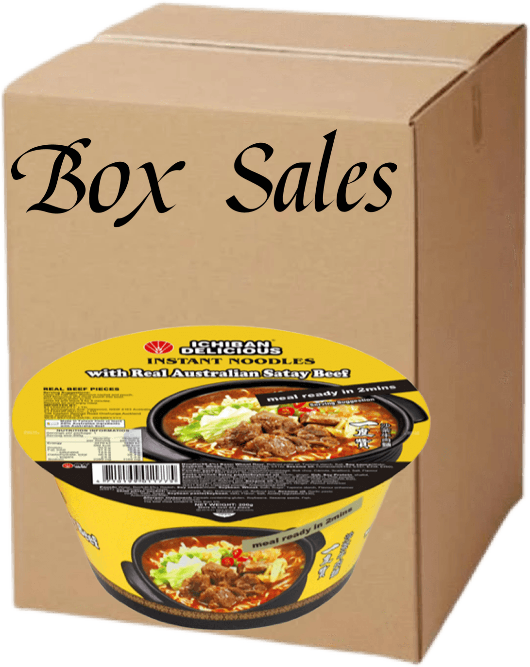 ICHIBAN DELICIOUS INSTANT NOODLE WITH REAL AUSTRALIAN SATAY BEEF BOX SALE 6*200 G - Premium Co  Groceries 